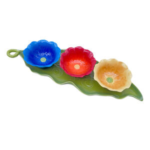 Grasslands Roads Floral Bowls and Platter Set Condiment Relish Candy Serving Set